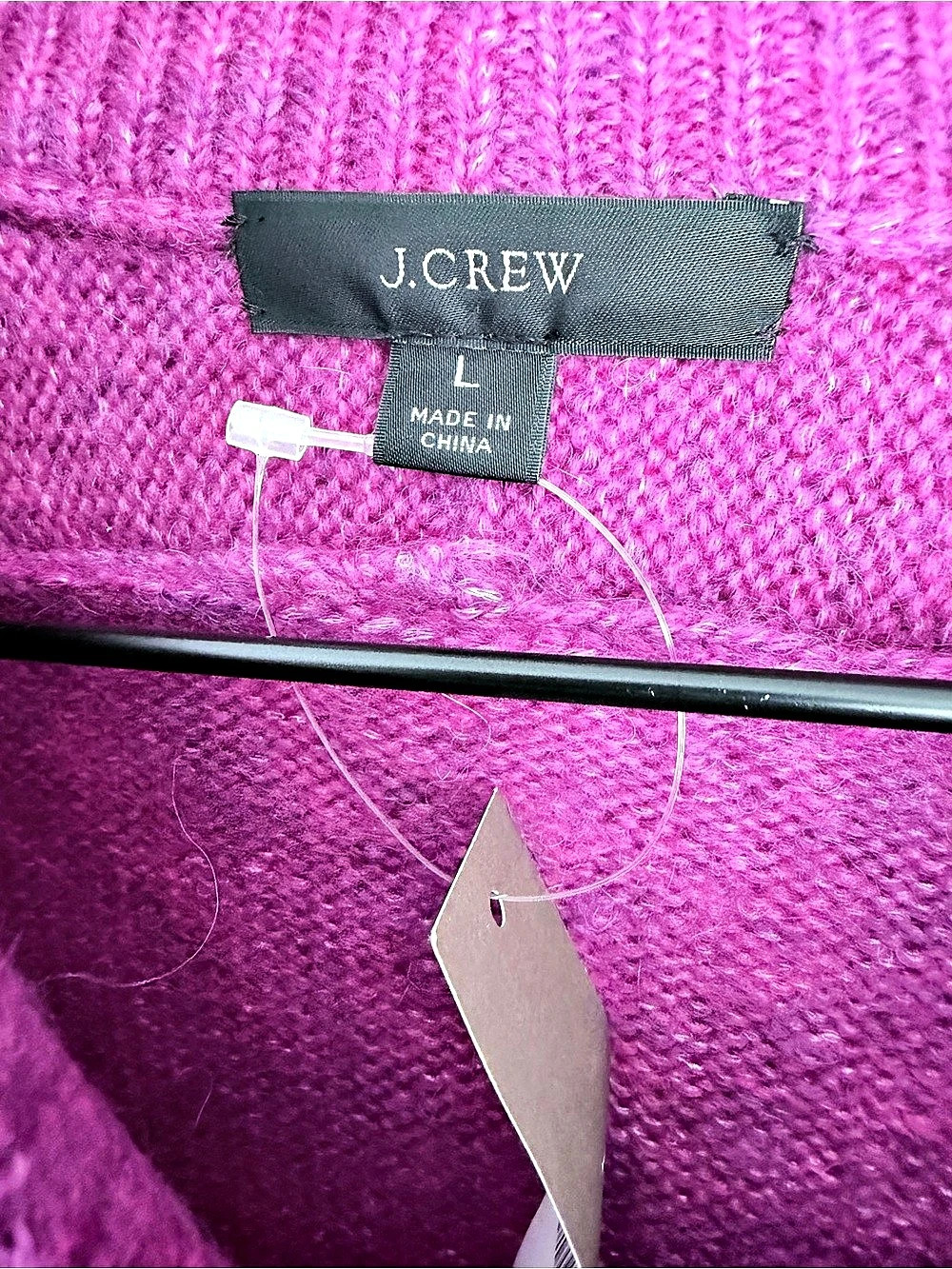 J. Crew Merino wool Alpaca-blend crewneck sweater Heather royal fuchsia L NWT - Picture 3 of 7